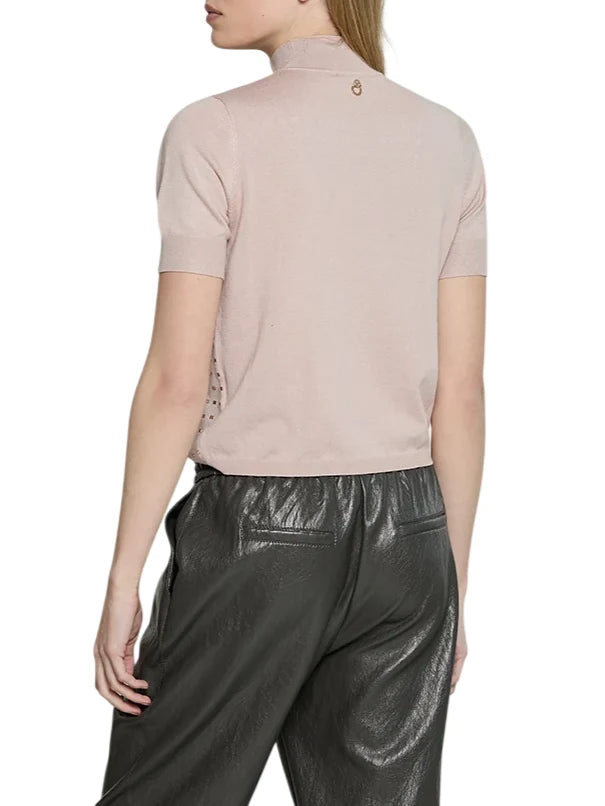 Relish maglia manica corta con applicazioni gioiello rosa