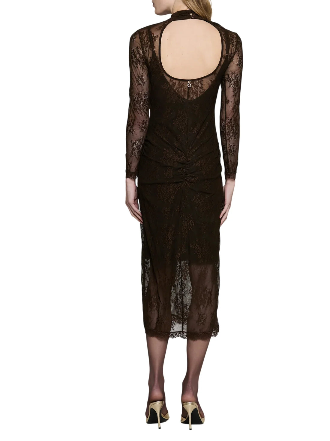 Relish abito midi Freyas in pizzo marrone