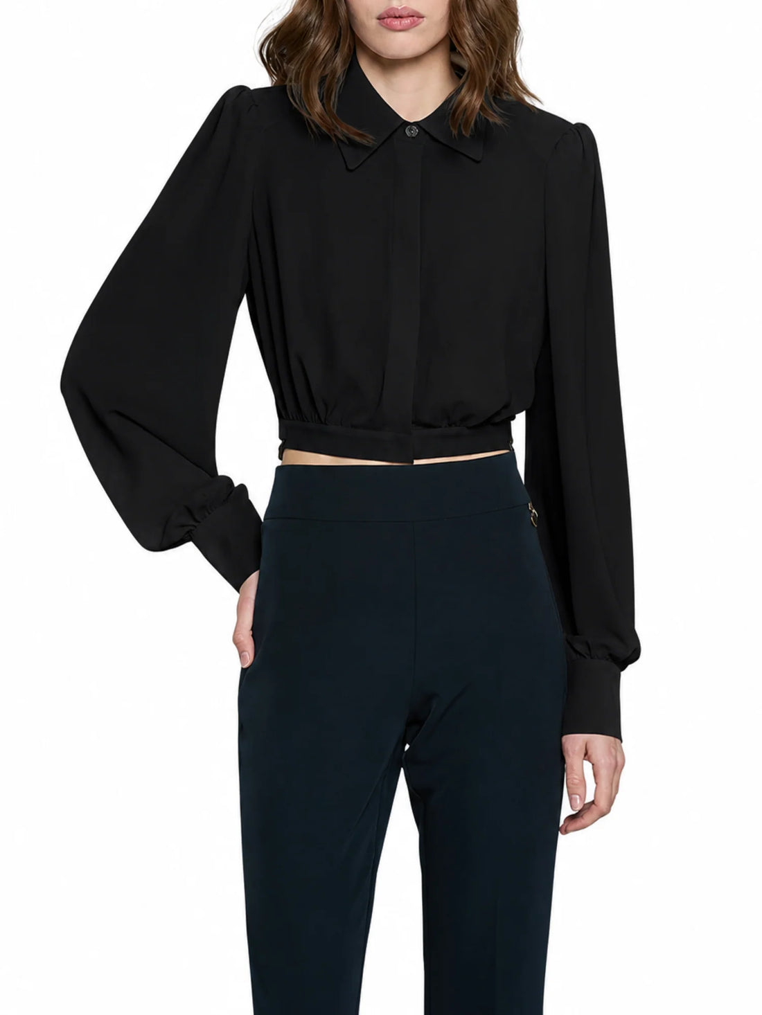 Relish camicia crop Kugaso in georgette nero