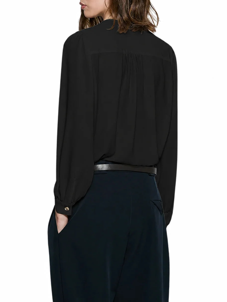 Relish blusa body Lattuada in georgette con catenelle nero