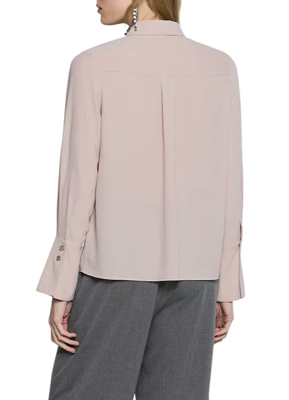 Relish camicia La Garza in georgette con fusciacca rosa