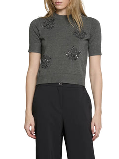 Relish maglia manica corta Maccione con disegni gioiello grigio