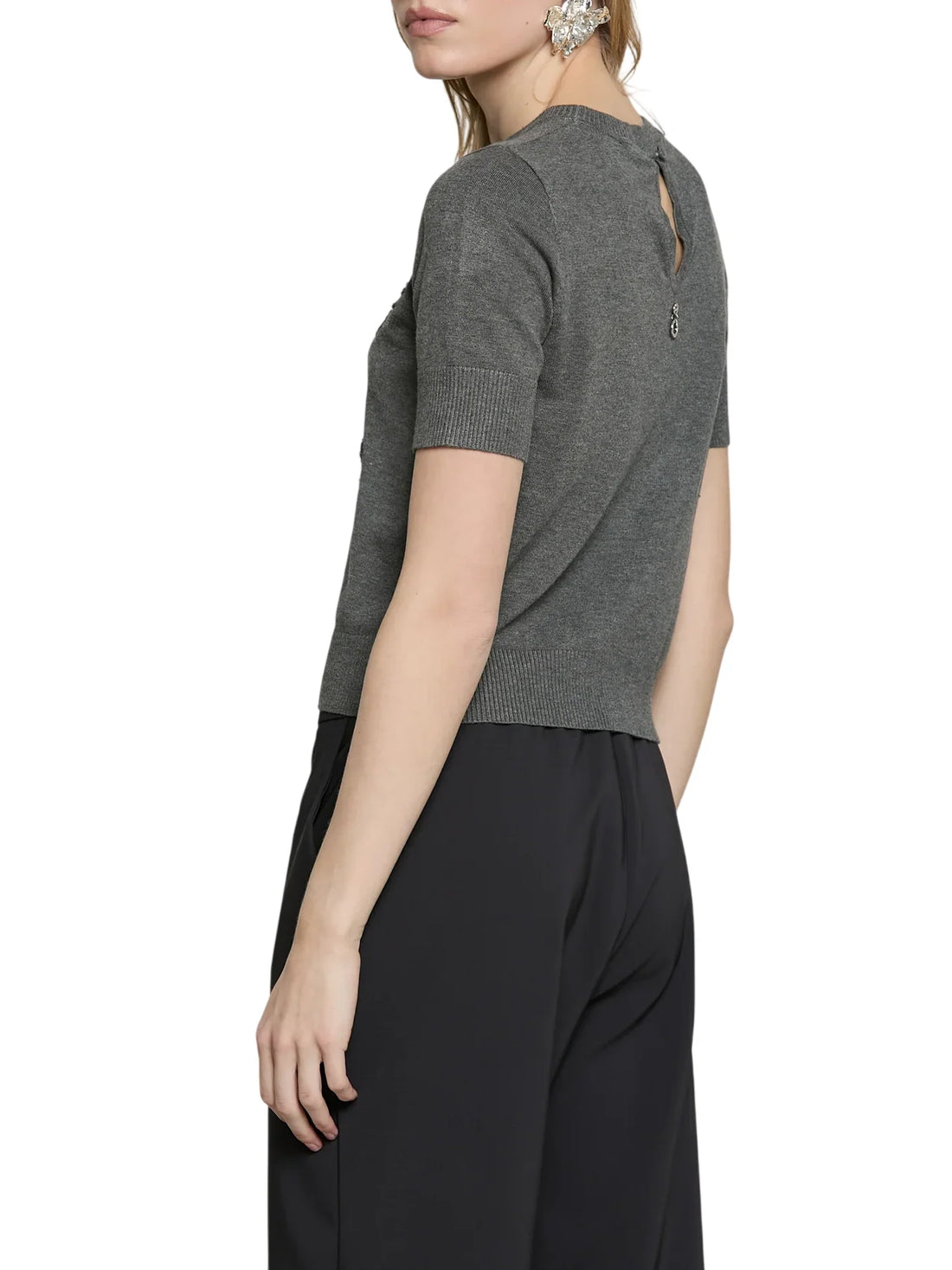 Relish maglia manica corta Maccione con disegni gioiello grigio