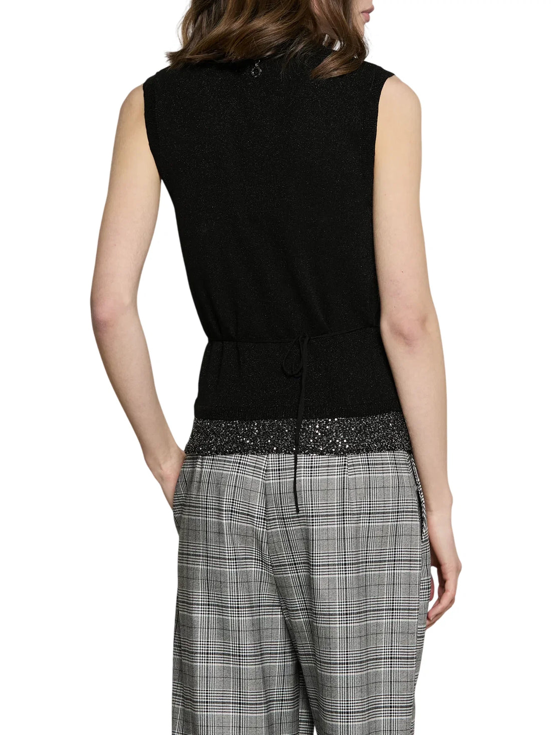 Relish maglia smanicata Operator con cintina nero