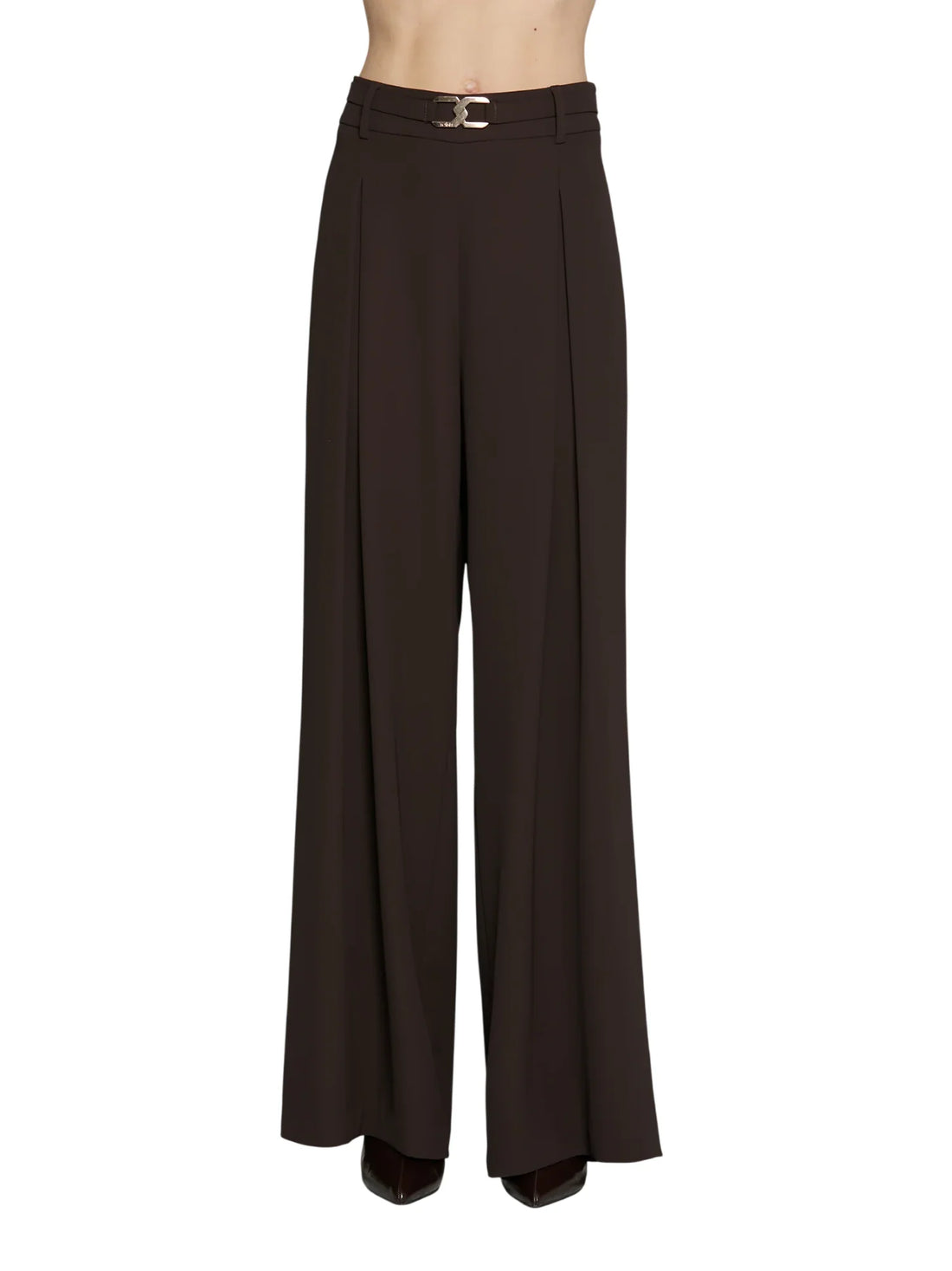 Relish pantaloni palazzo Rojem con pinces e cintura marrone