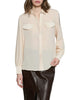 Relish camicia donna Serious in georgette con dettagli gioiello cipria