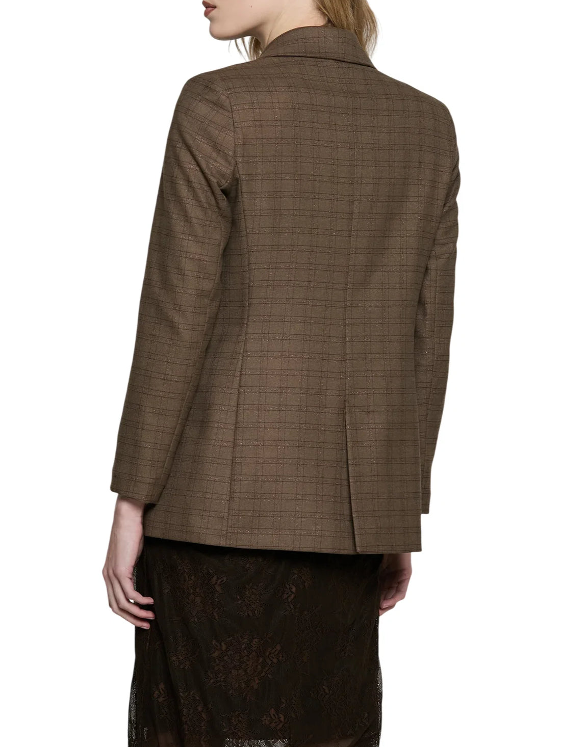 Relish giacca doppiopetto in fantasia check lurex Superior marrone
