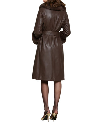 Relish trench Thekolor in ecopelle con inserti in ecopelliccia marrone THEKOLOR 2961 RELISH