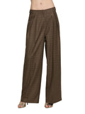 Relish pantaloni palazzo con pinces Tremiti trama check marrone