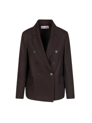 Sandro Ferrone giacca blazer doppiopetto donna in fantasia gessata marrone S25YBGFORNACE CACAO Sandro FERRONE 