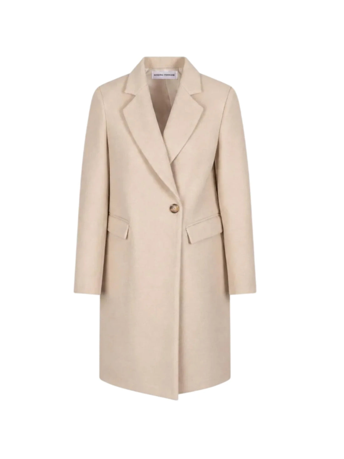 Sandro Ferrone cappotto lungo donna misto lana doppiopetto beige chiaro