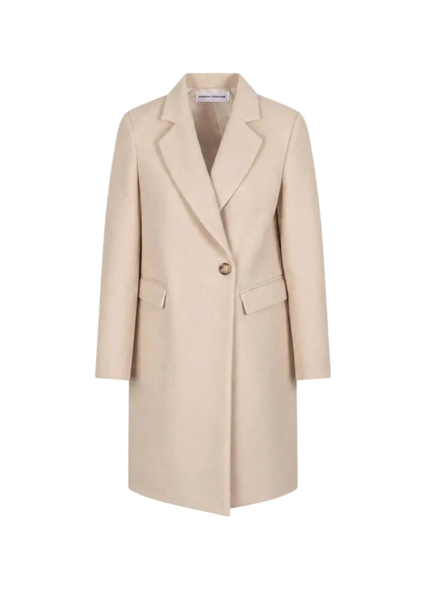 Sandro Ferrone cappotto lungo donna misto lana doppiopetto beige chiaro S25YBGFRAZER PANNA Sandro FERRONE 