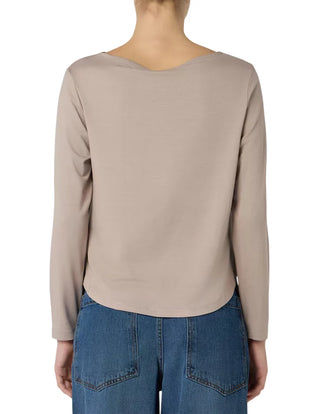 Sandro Ferrone blusa donna Minori bimateriale tortora S7YBGMINORI BEIGE Sandro FERRONE 