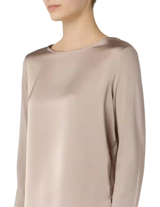 Sandro Ferrone blusa donna Minori bimateriale tortora S7YBGMINORI BEIGE Sandro FERRONE