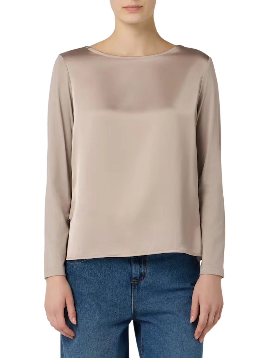 Sandro Ferrone blusa donna Minori bimateriale tortora