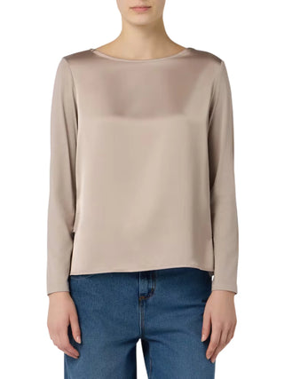 Sandro Ferrone blusa donna Minori bimateriale tortora S7YBGMINORI BEIGE Sandro FERRONE 