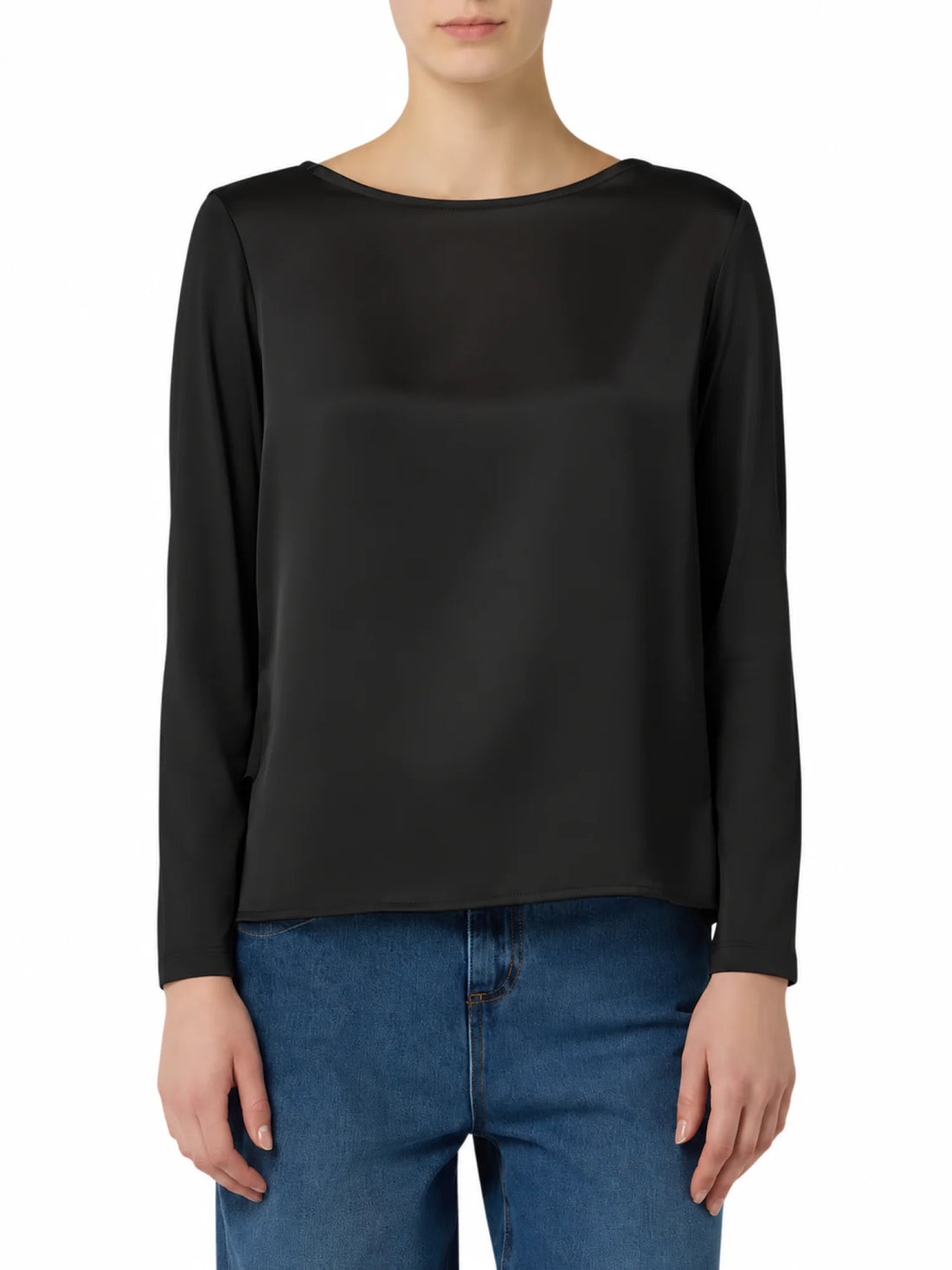 Sandro Ferrone blusa donna Minori bimateriale nero