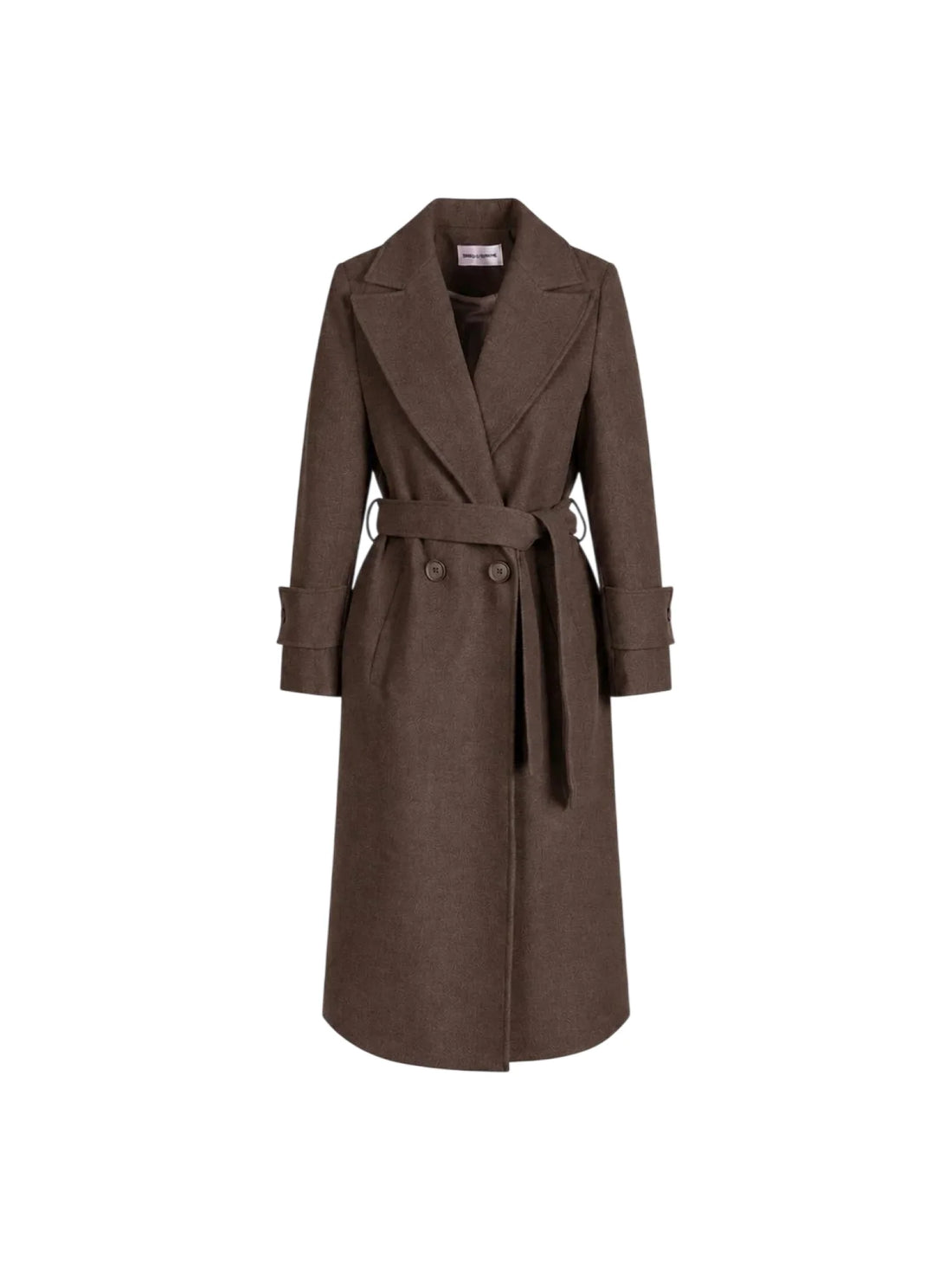Sandro Ferrone cappotto lungo doppiopetto con cintura marrone