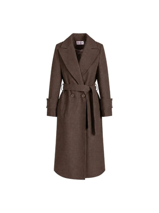 Sandro Ferrone cappotto lungo doppiopetto con cintura marrone S95YBGCESPO CACAO Sandro FERRONE
