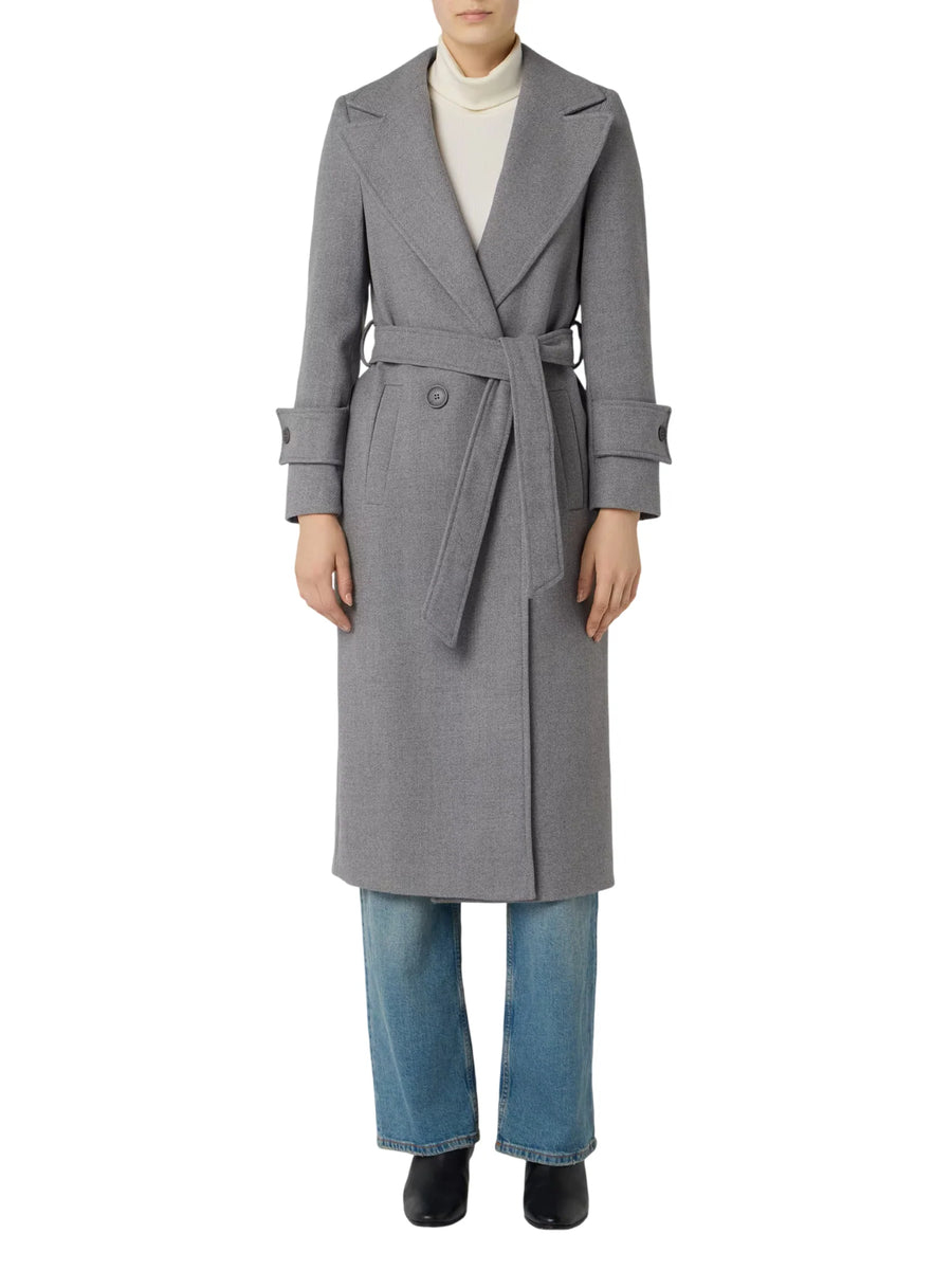 Sandro Ferrone cappotto lungo doppiopetto con cintura grigio melange S95YBGCESPO GRIGIO MEDIO Sandro FERRONE 
