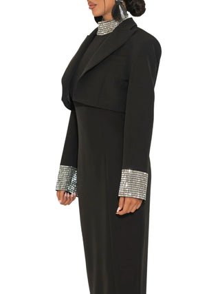 Silence giacca crop donna Karat con applicazioni gioiello nero GI5384APP BLACK SILENCE 