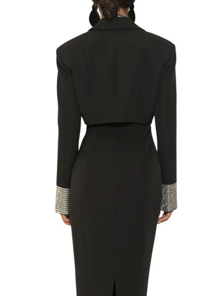 Silence giacca crop donna Karat con applicazioni gioiello nero GI5384APP BLACK SILENCE