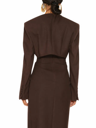 Silence giacca blazer crop Event donna marrone moro GI5391 DARK BROWN SILENCE