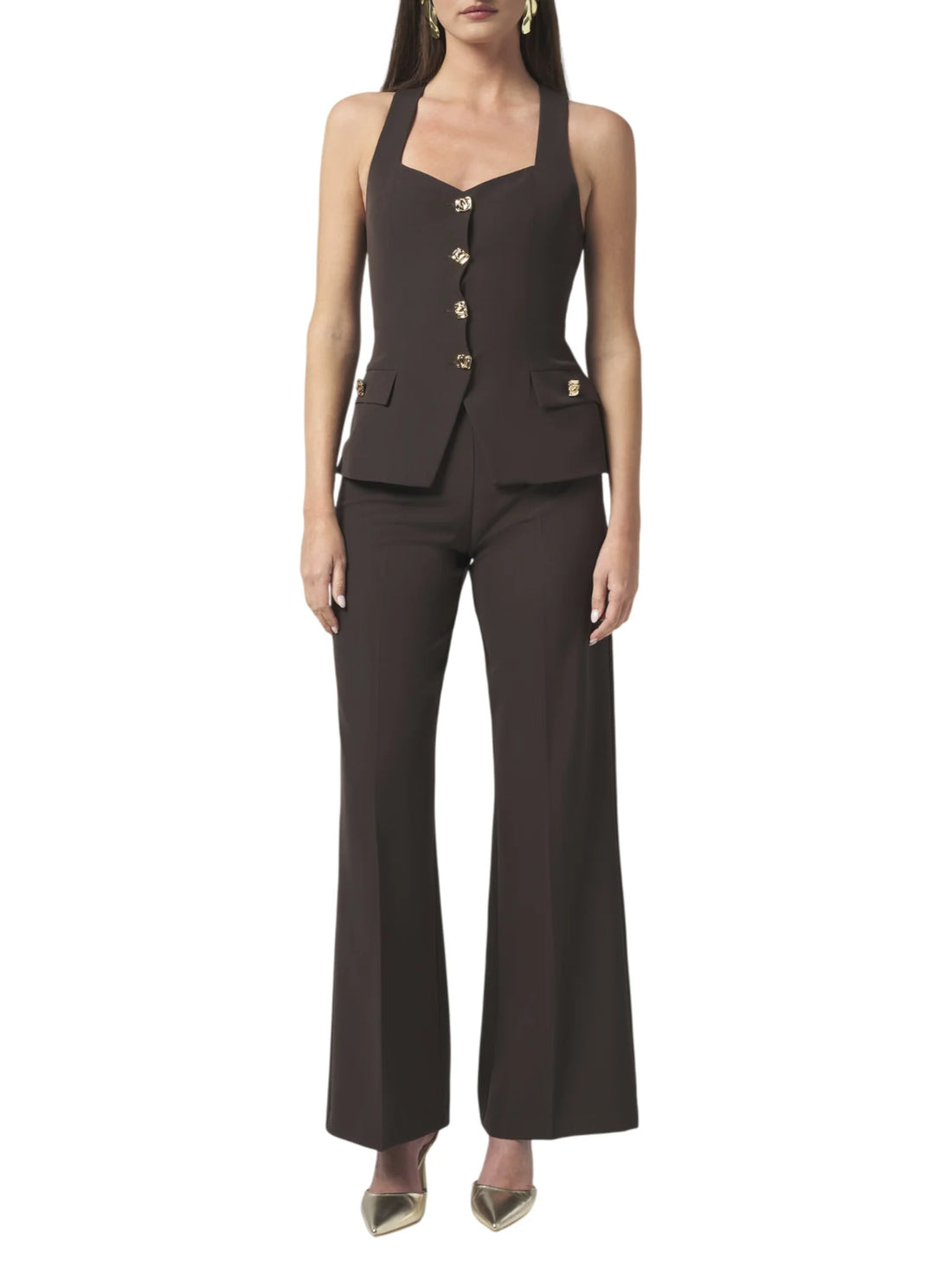 Silence pantaloni flare donna Betty marrone