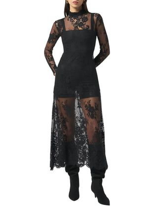 Silence abito lungo in pizzo con tuta jumpsuit nero SLAB038 NERO SILENCE 
