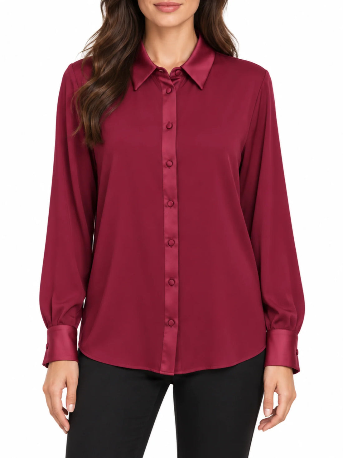 Silence camicia donna Authority in georgette con dettagli satin bordeaux
