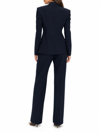Silence giacca blazer donna doppiopetto con dettagli satin Vivian blu SLGI023 NAVY SILENCE