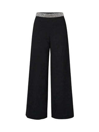 Silence pantaloni palazzo Karat con applicazioni gioiello nero SLPA019APP BLACK SILENCE 