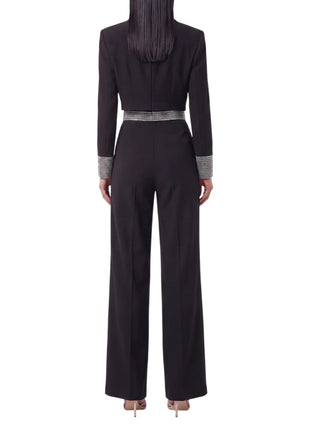 Silence pantaloni palazzo Karat con applicazioni gioiello nero SLPA019APP BLACK SILENCE