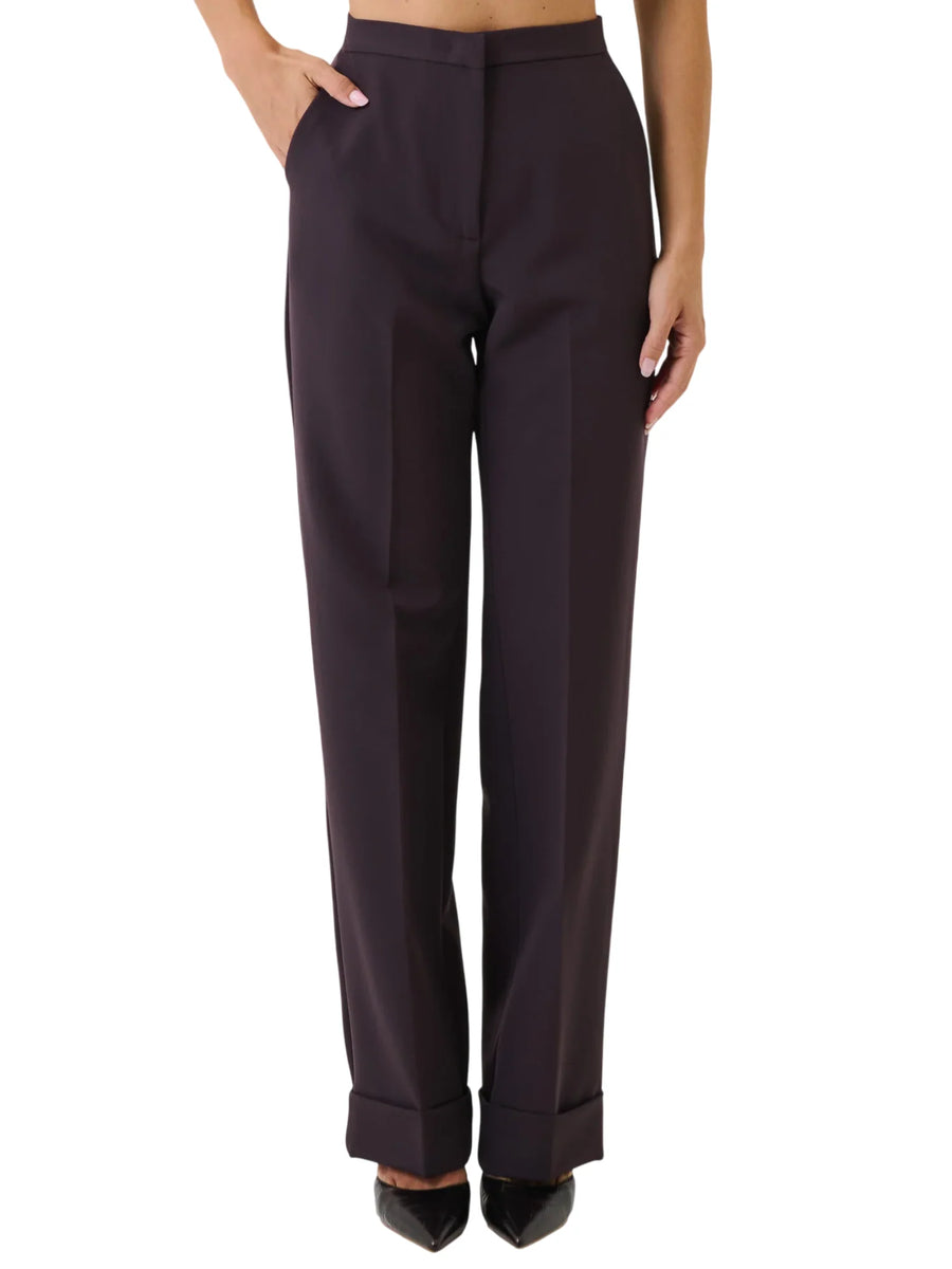 Silence pantaloni donna Phoenix gamba dritta con risvolto borgogna SLPA043 CHOCO WINE SILENCE 