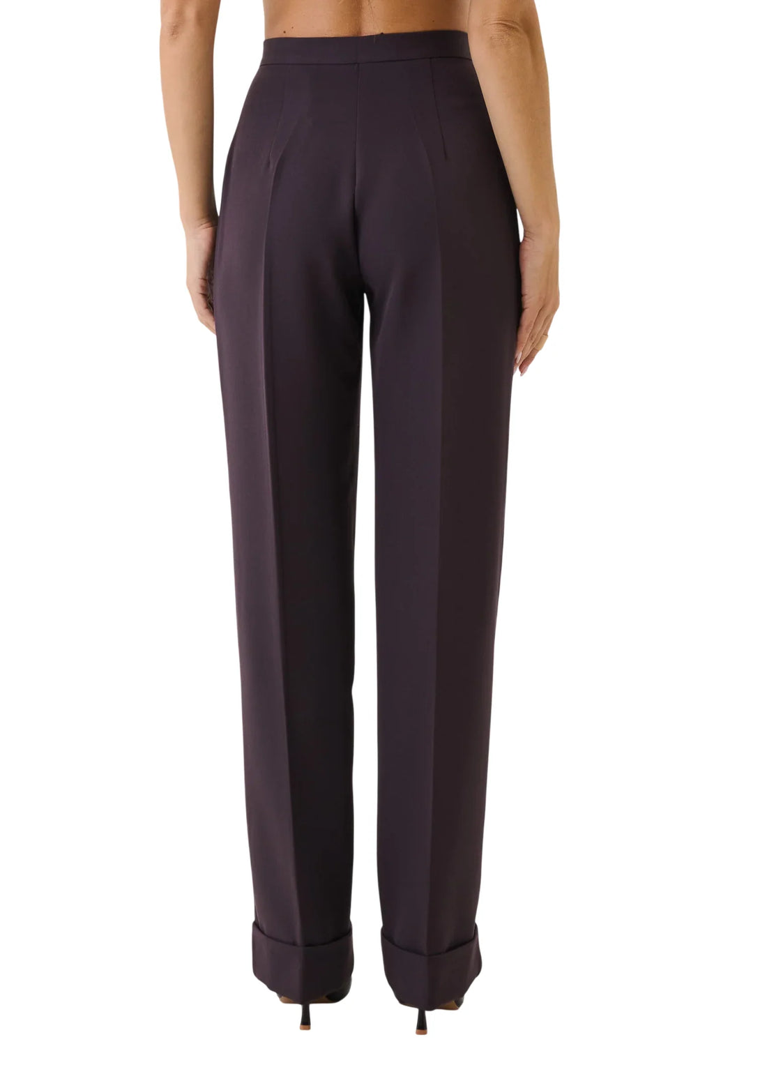 Silence pantaloni donna Phoenix gamba dritta con risvolto borgogna
