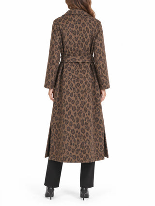Simona Corsellini cappotto lungo in lana animalier con cintura marrone CPCPV05S1 UNICA SIMONA CORSELLINI