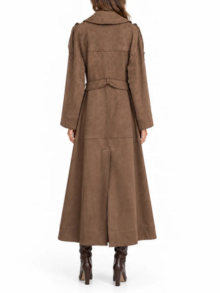 Simona Corsellini trench doppiopetto donna in suede con cintura marrone CPTHV0101 BROWN SIMONA CORSELLINI