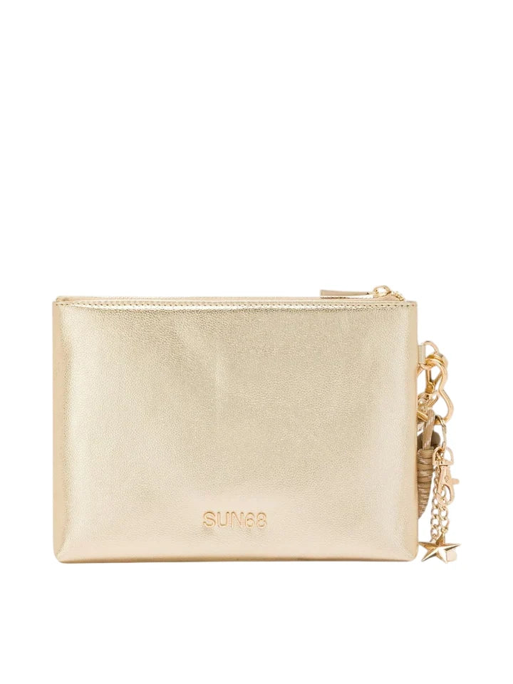 Sun68 pochette donna in ecopelle laminata con logo oro