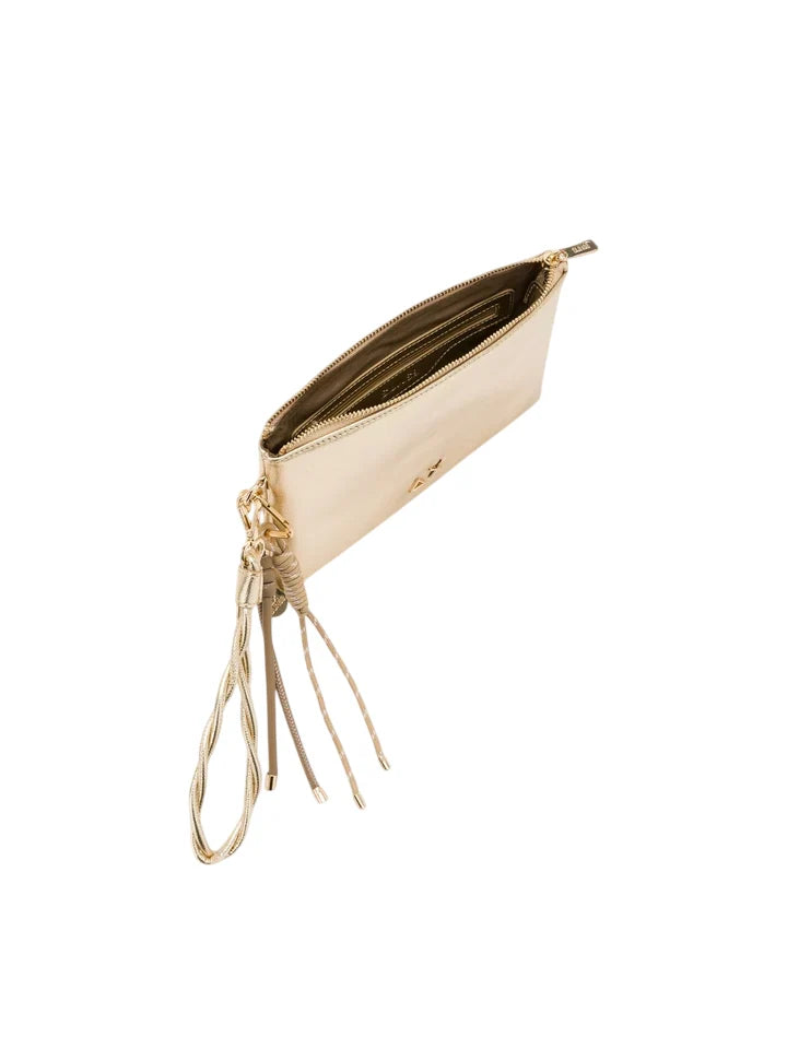 Sun68 pochette donna in ecopelle laminata con logo oro