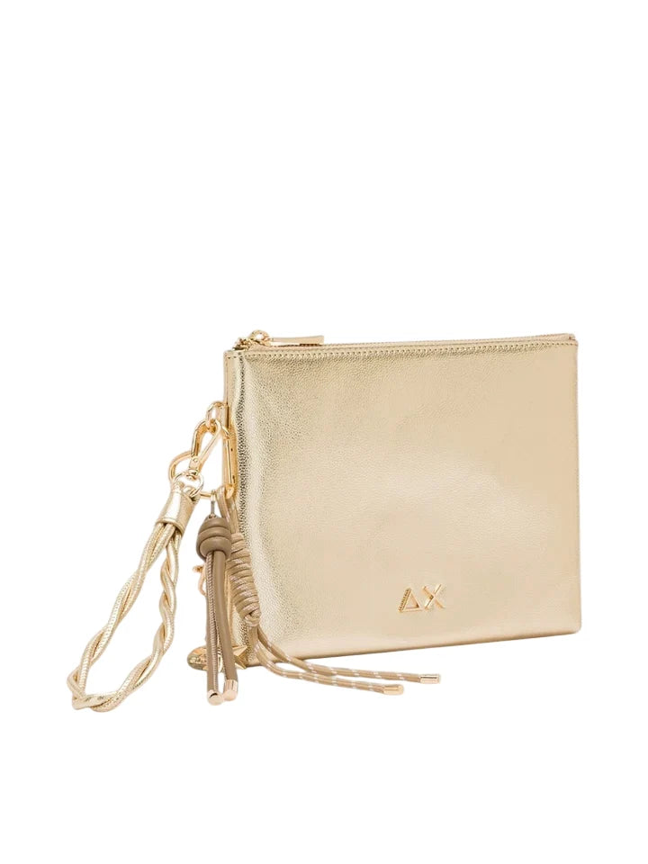 Sun68 pochette donna in ecopelle laminata con logo oro