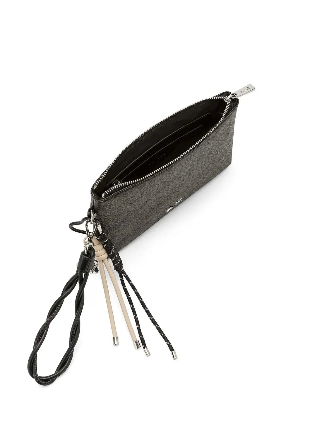Sun68 pochette donna in scuba laminata con cinturino nero