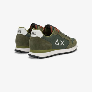 Sun68 sneakers uomo Tom Solid in tessuto e suede verde militare