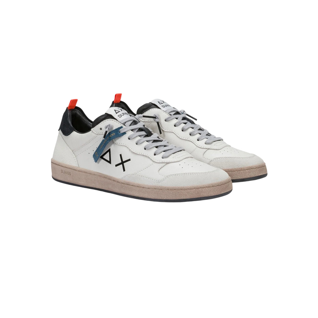 Sun68 sneakers uomo in pelle Urban Basket panna nero