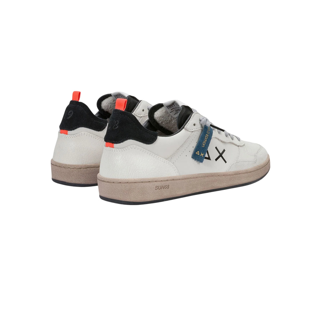 Sun68 sneakers uomo in pelle Urban Basket panna nero