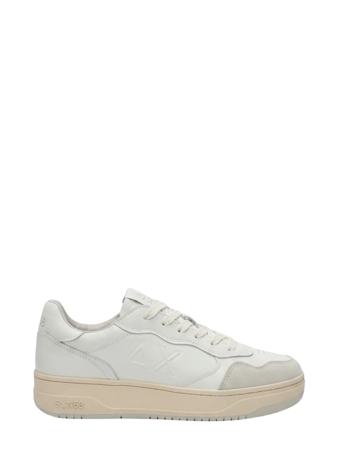 Sun68 sneakers uomo Big Basket in pelle e suede bianco ecrù