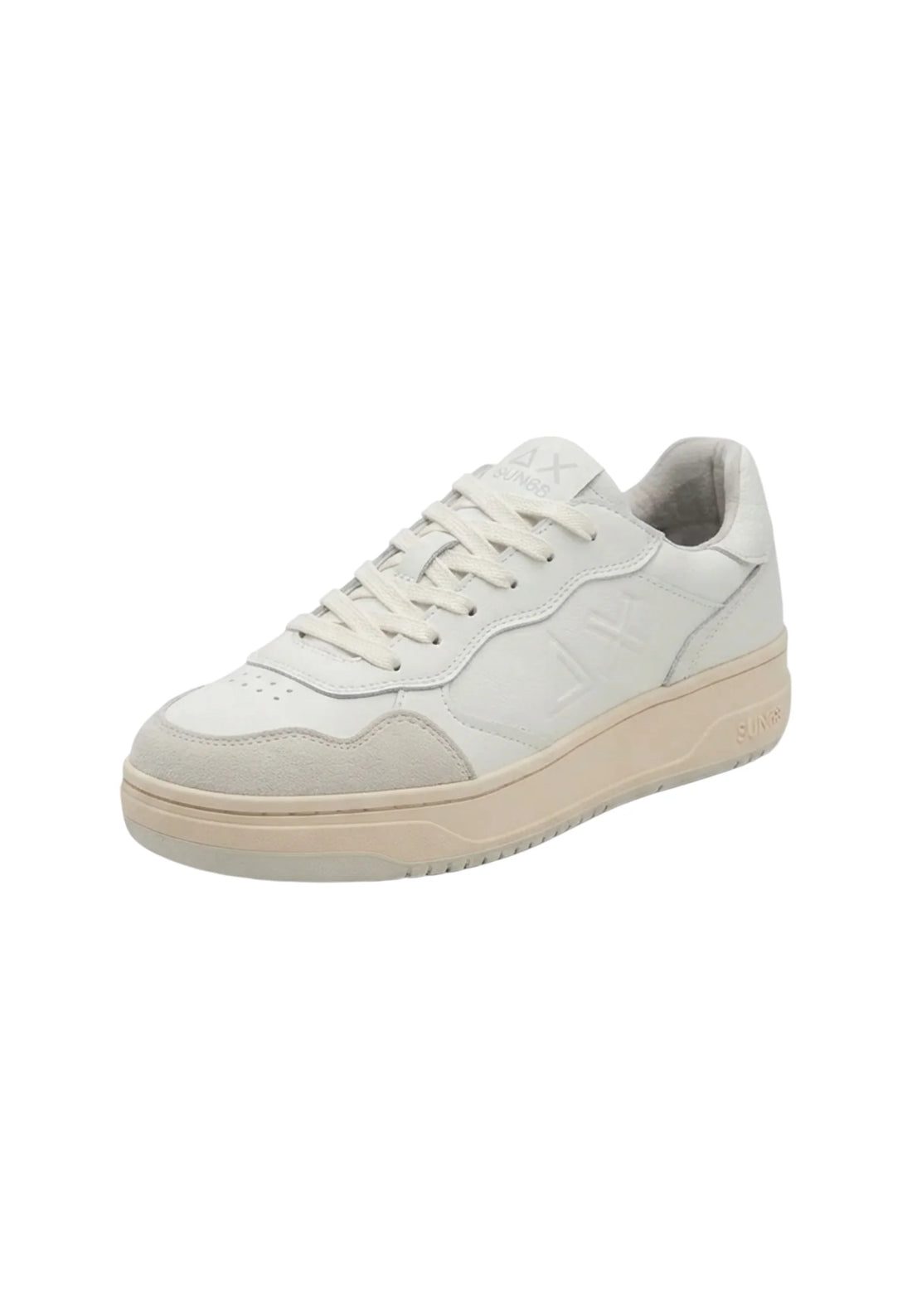 Sun68 sneakers uomo Big Basket in pelle e suede bianco ecrù