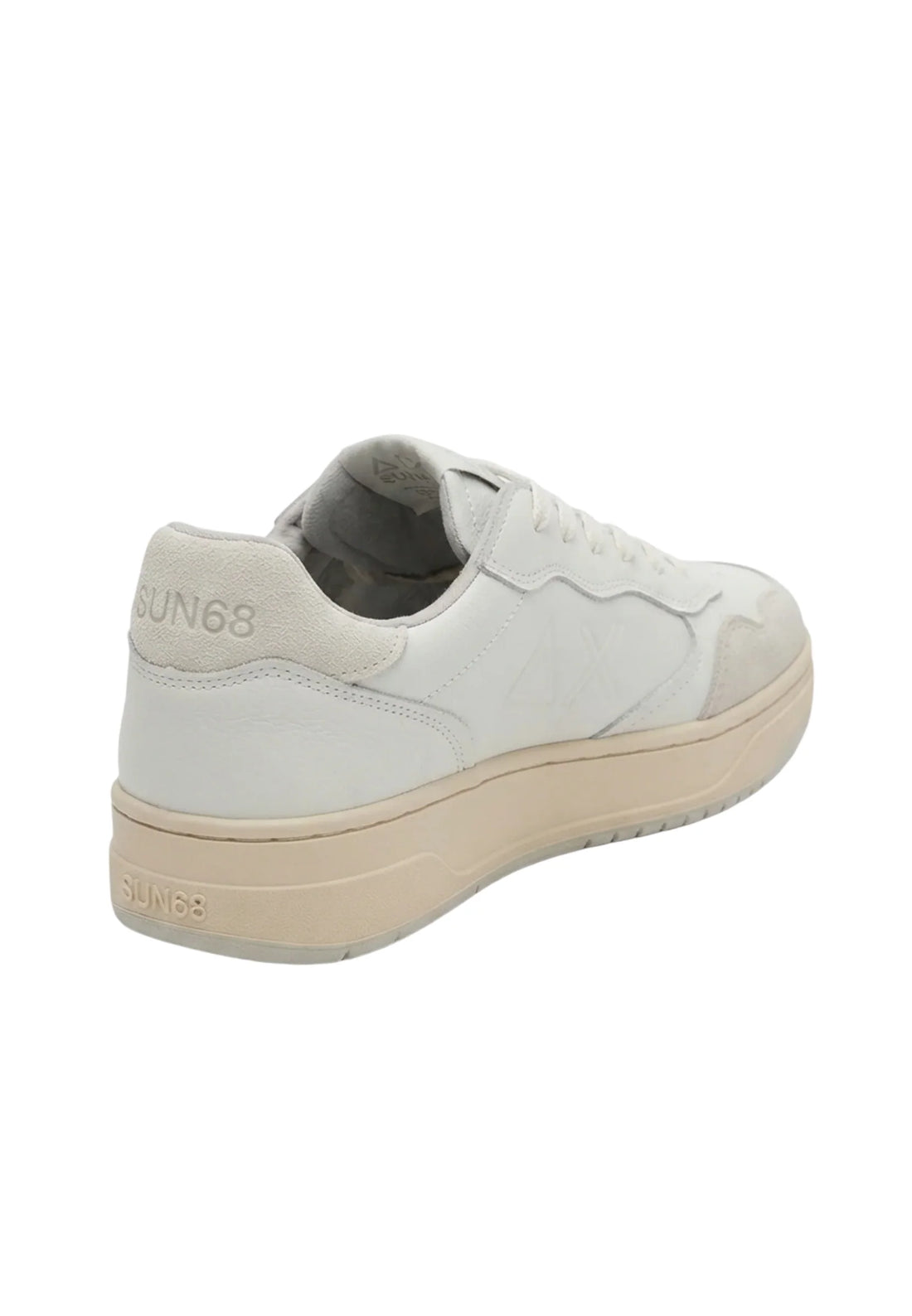 Sun68 sneakers uomo Big Basket in pelle e suede bianco ecrù
