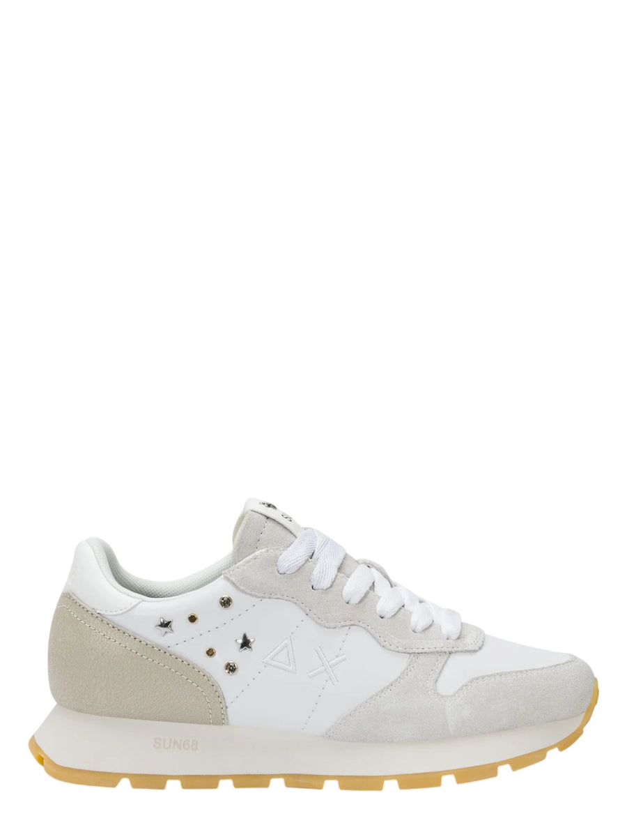 Sun68 sneakers donna Ally Studs in suede ed ecopelle bianco ecrù
