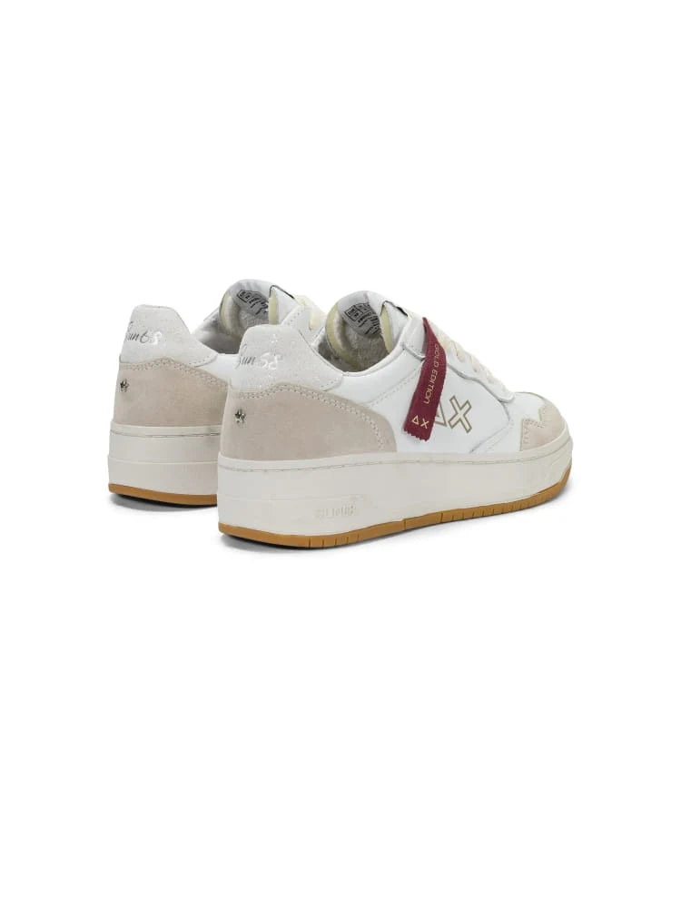 Sun68 sneakers donna Basket Love Lady in pelle e suede bianco