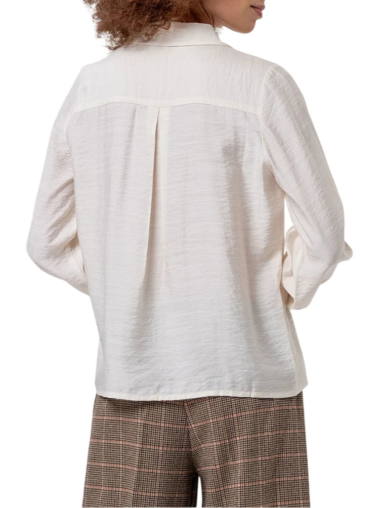 Surkana camicia donna manica lunga misto viscosa color crema